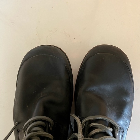 UGG Black Leather Lace-Up Ankle Boots with Tan Accent main image 5